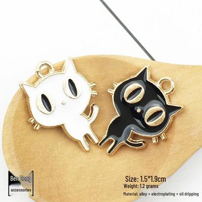 Korean Style Enamel Cat Charms: Bracelet, Necklace, Earrings, DIY Pendant & Hair Accessories