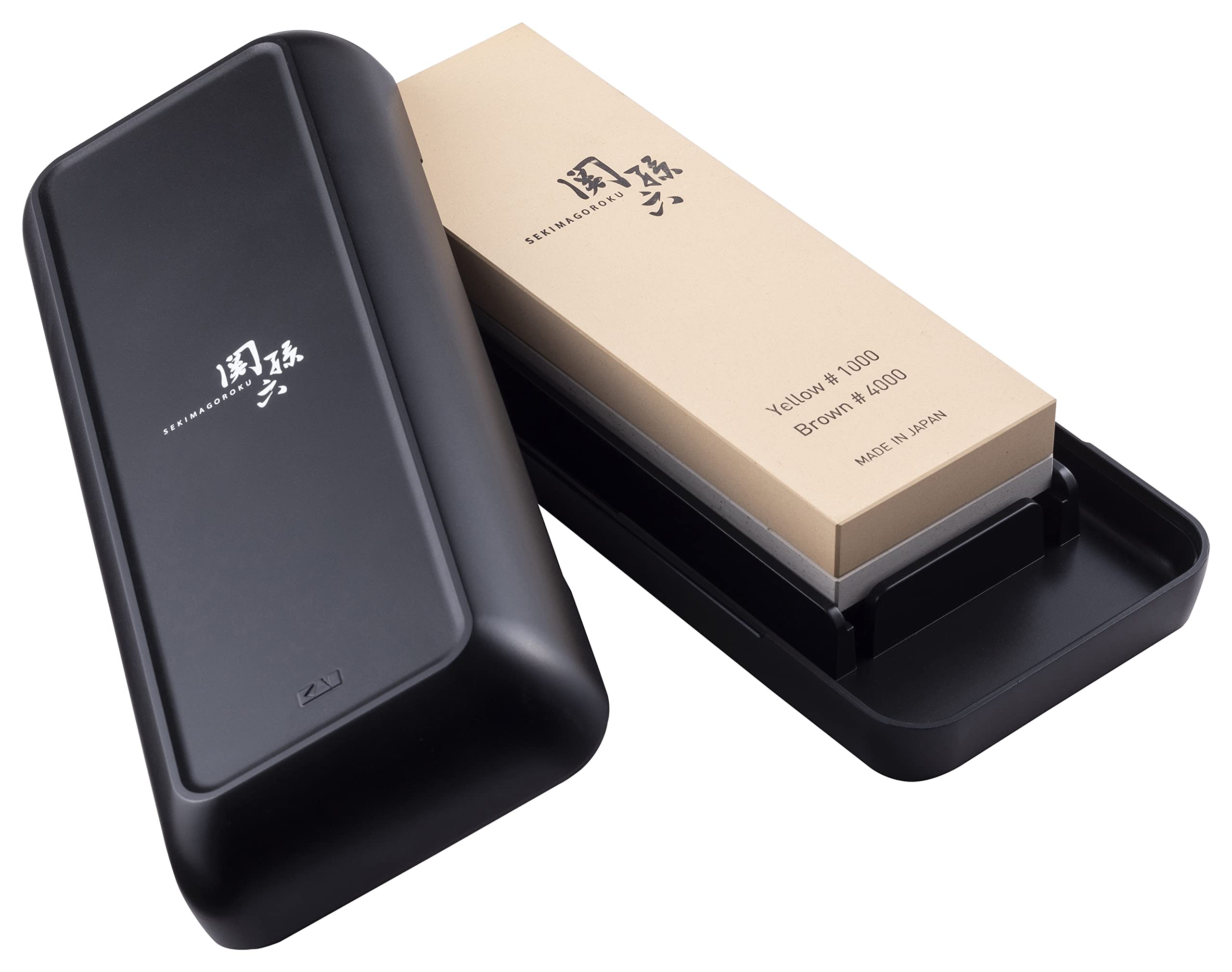 

Kai Seki Magoroku Combination Knife 1000mm and 4000mm Sharpening with Storage Made in AP0334 Sharpener, Stones, Case, Japan, Black, чорний