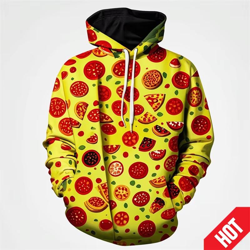 Men's Clothing 3D Printed Funny Food Pizza Hoodie Men's Streetwear Men's Oversized Hoodie Pullover Men's Autumn Hoodie