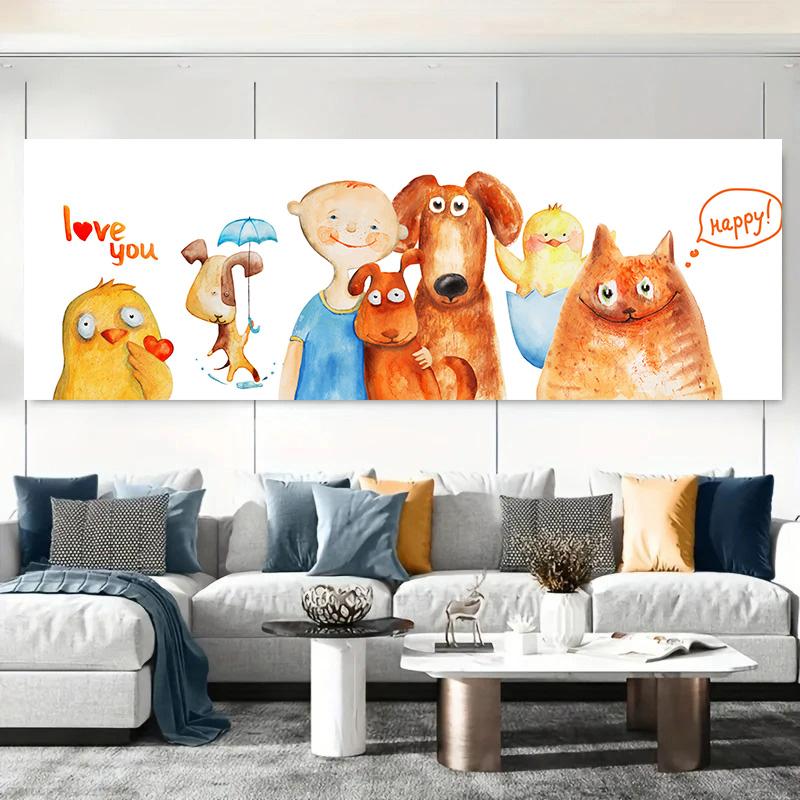 Cartoon Characters Canvas Poster Kids Room Wall Art Anime Heroes Bedroom Decor Cute Anime Back View Picture Print Painting 20x60cm