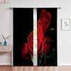 Red Vintage Rose Flower 3d Printed Curtain Bedroom Living Room Study Window Decoration Curtain Home Decoration 2 Pieces