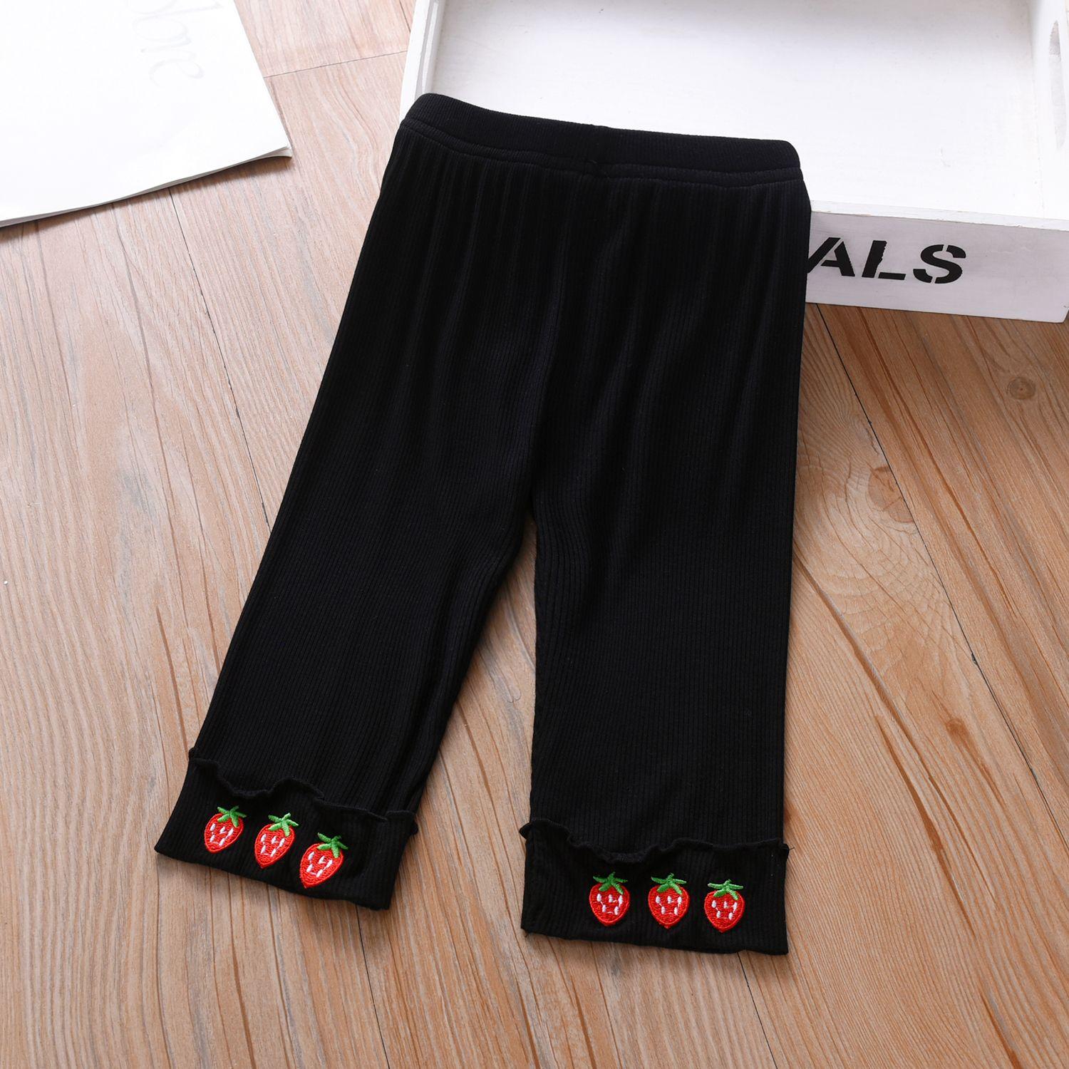 

Леггинсы для девочек Летний тонкий дизайн Детские эластичные брюки из чистого хлопка Однотонные Универсальные брюки-верхняя одежда для маленьких девочек 90 чёрный