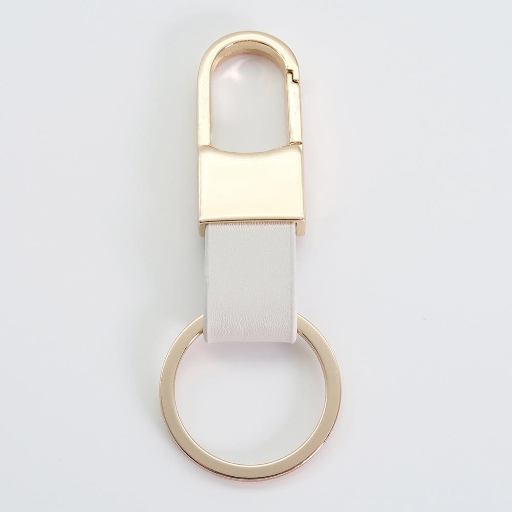 Men's Genuine Leather Car Keychain with Zinc Alloy Waist Clip and Customizable Laser Logo