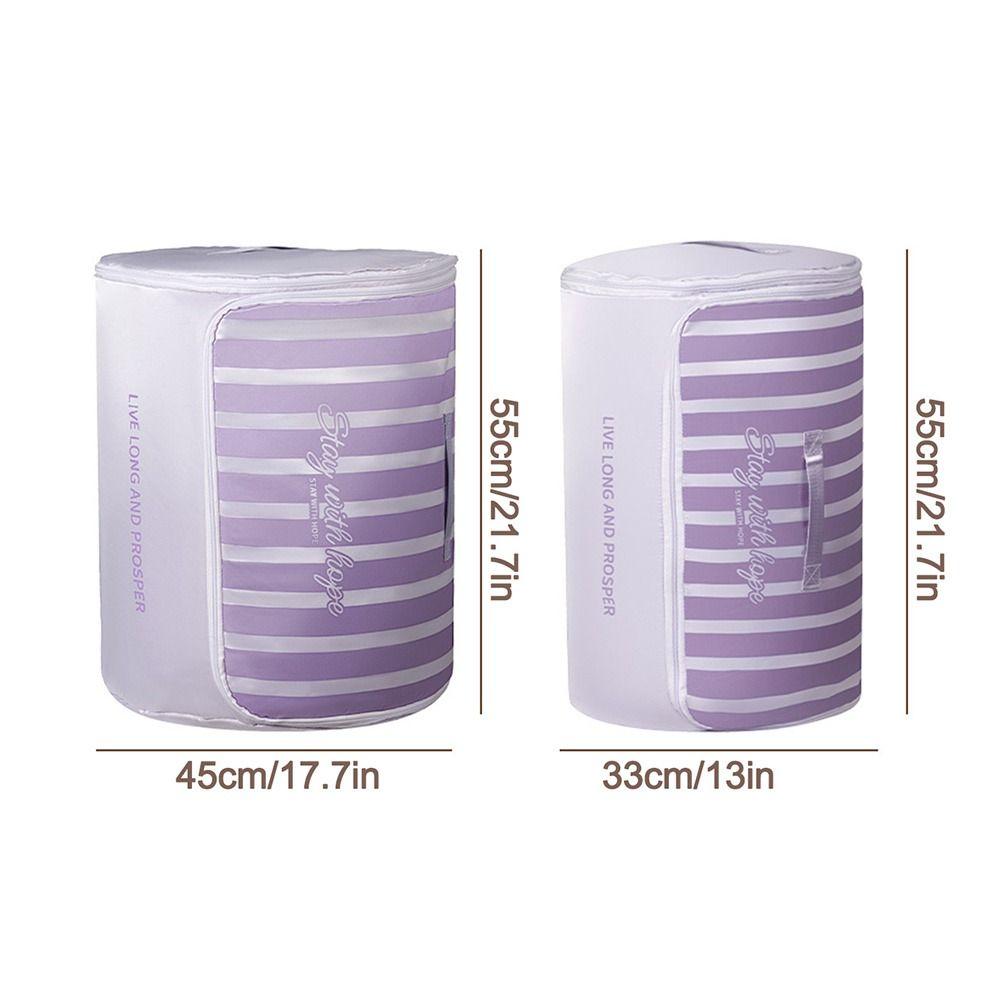Cylindrical Quilt Compression Bags Large Capacity Stripe Household Quilt Foldable Storage Bag Storage Organization Tools