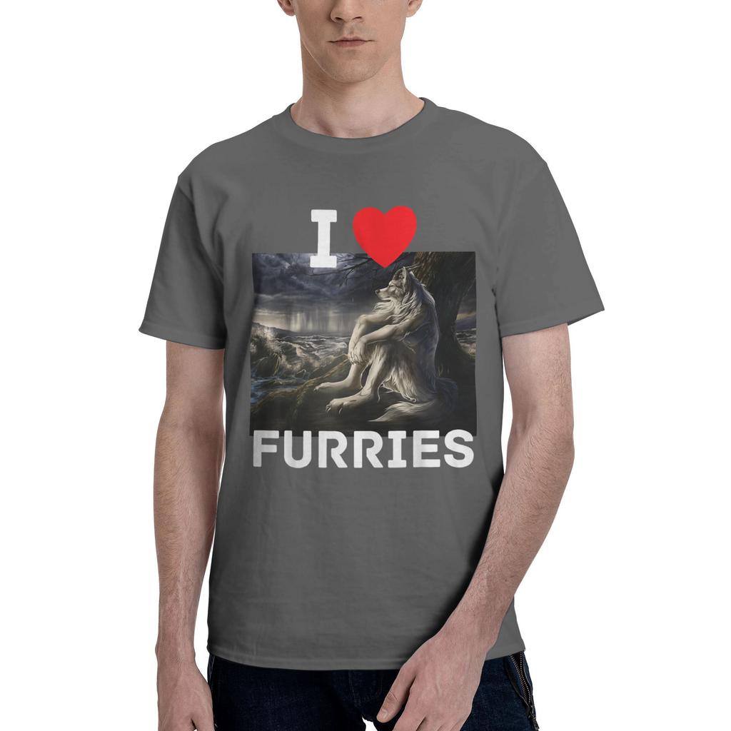 I Heart Furries Funny Cringe Furry Alpha Werewolf Wolf Meme T Shirt For Men Summer T-Shirts Comfortable Tee Shirt Big Size Tops