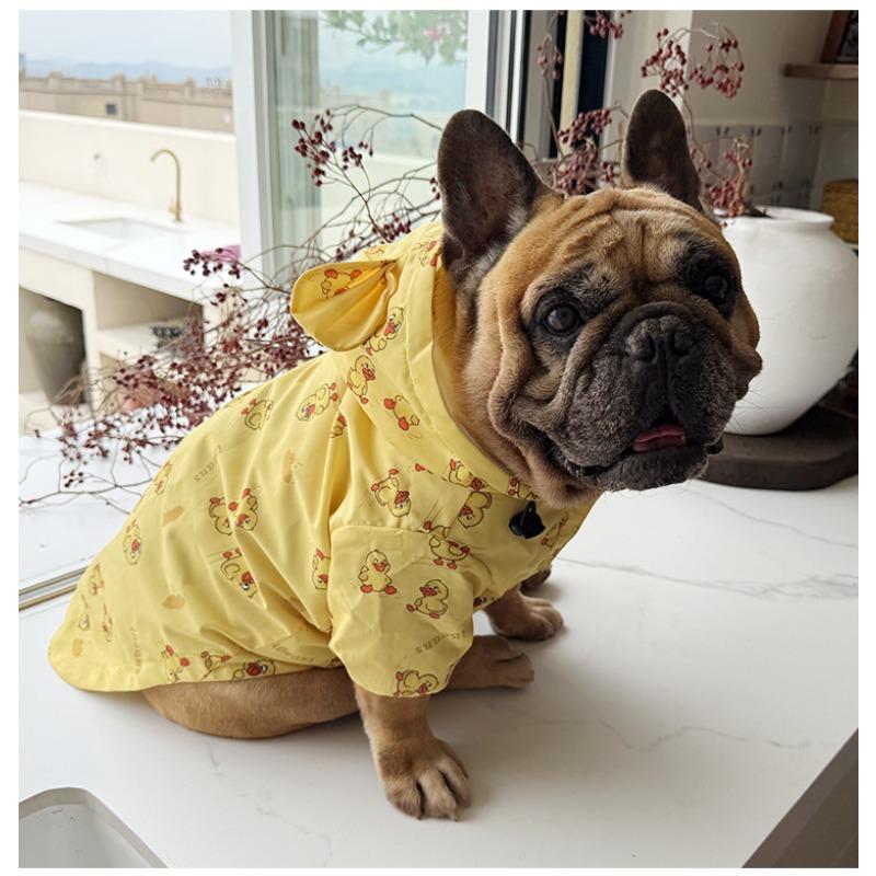 

Pet raincoat double layer waterproof traction rope mouth umbrella wholesale white yellow duck breathable hat dog clothing large dog S