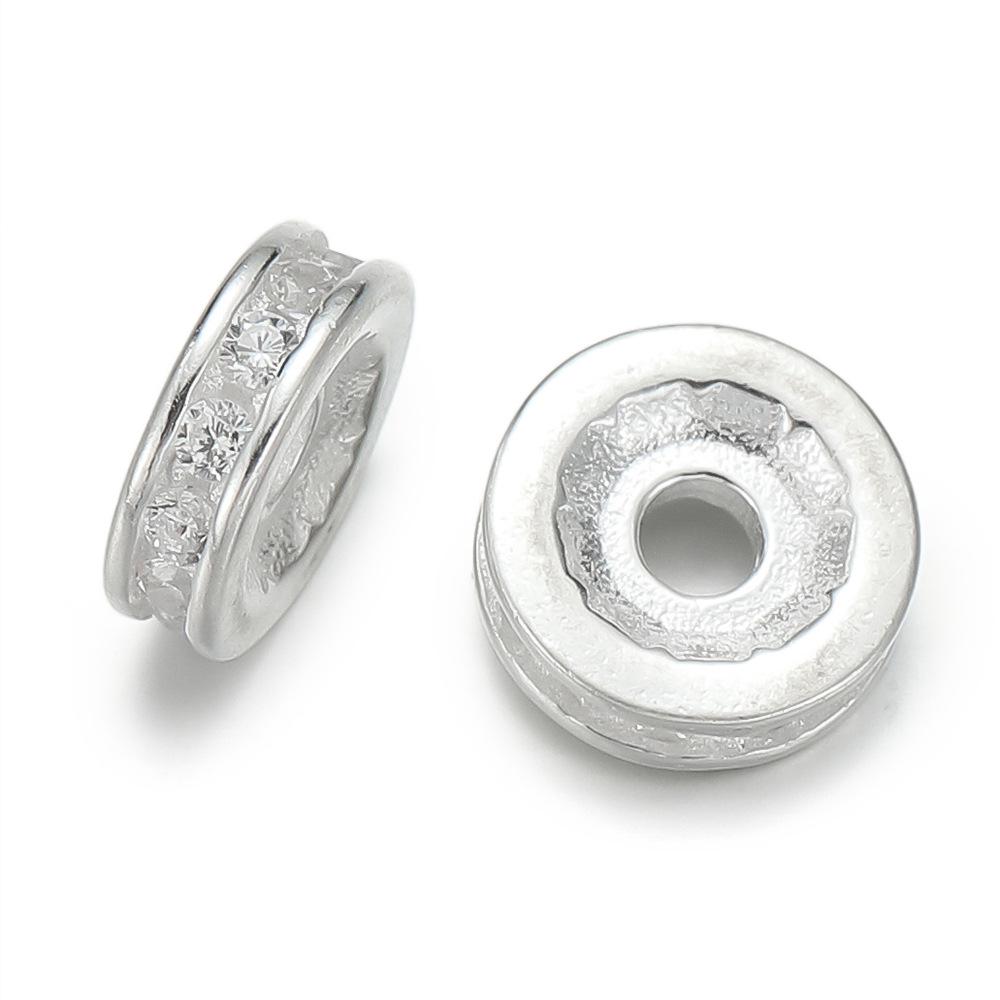 

Стерлинговое серебро 925 пробы, инкрустированное бриллиантами, разделительная бусина для браслетов и ожерелий 1 piece/package ~2.5g