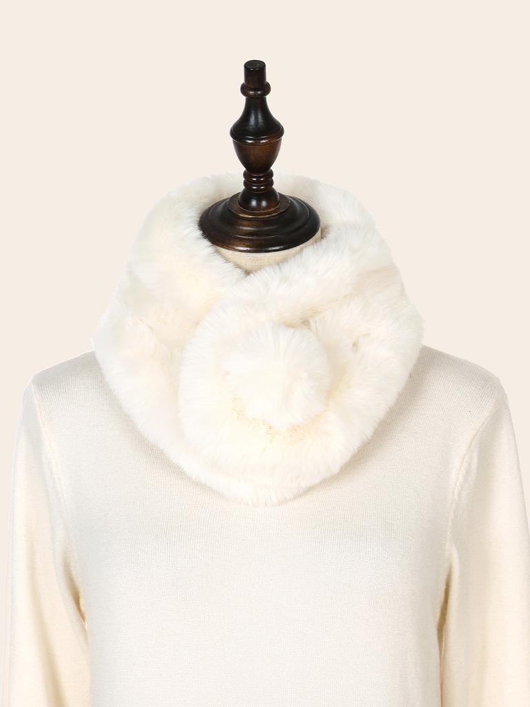 Faux Rabbit Fur Scarf Winter Warm Neckerchief Women Pearl Solid Color Neck Muffler Ladies Thick Scarves