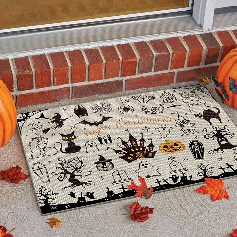 Halloween Autumn Pumpkin Carpets for Living Room Area Bedroom Floor Mat Non-Slip Washable Doormats Home Decoration Rugs
