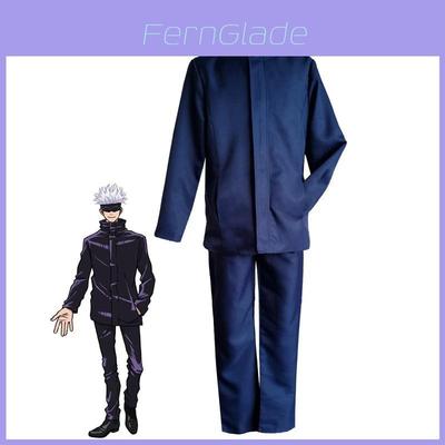 Authentiek Jujutsu Kaisen Gojo Satoru Cosplay Kostuum Pruik Mannen Schooluniform Pak Outfit Voor Feesten