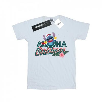 Womens/Ladies Lilo And Stitch Aloha Christmas Cotton Boyfriend T-Shirt