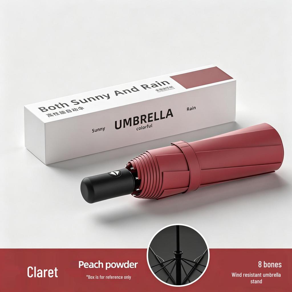 12-Rib Folding Umbrella for Sun and Rain Protection