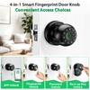 Smart Door Knob Fingerprint Lock 4-in-1 Keyless Entry (Fingerprint/App/Code/Key) Biometric Door with Auto-Lock Easy Install for Home/Bedroom/Office