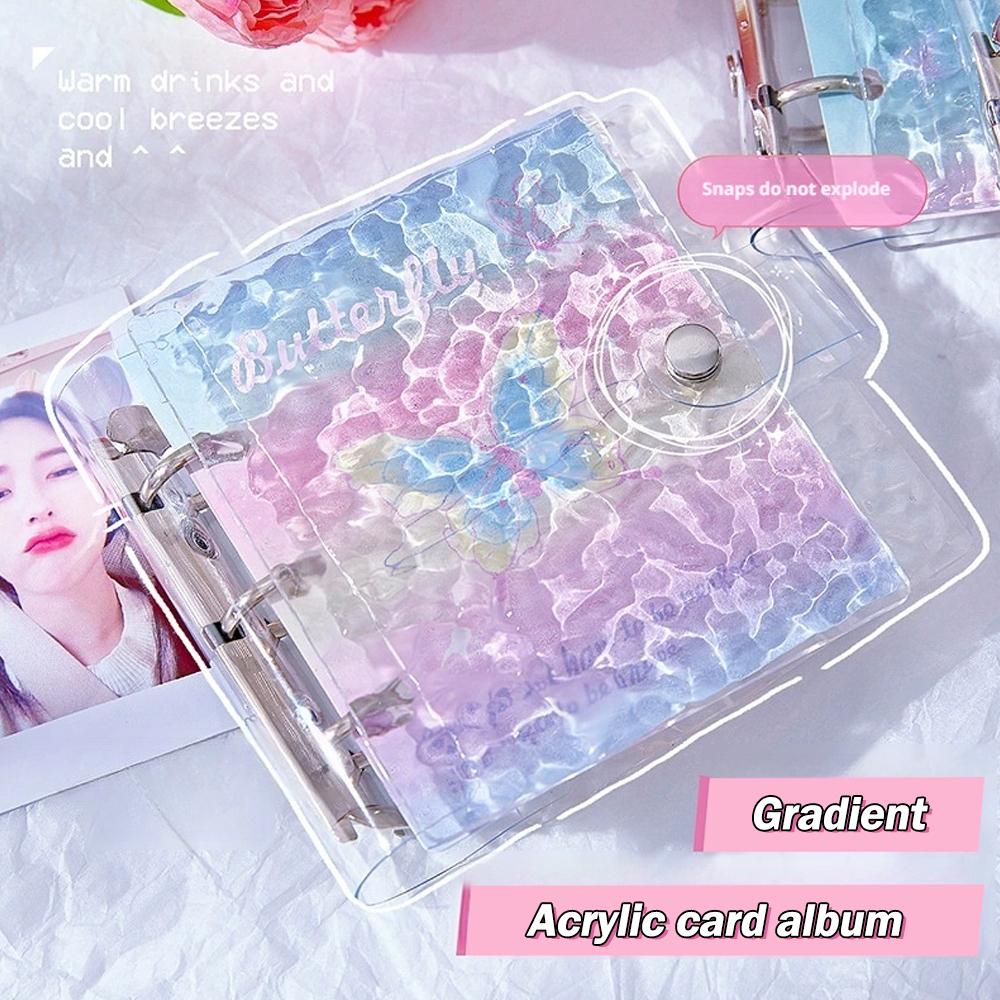 Sticker Book Transparent Mat Girl Binder Refill Clear Gradient Color Binder Book 12x11cm with 20 Sheets Per Mass Refills - Pink