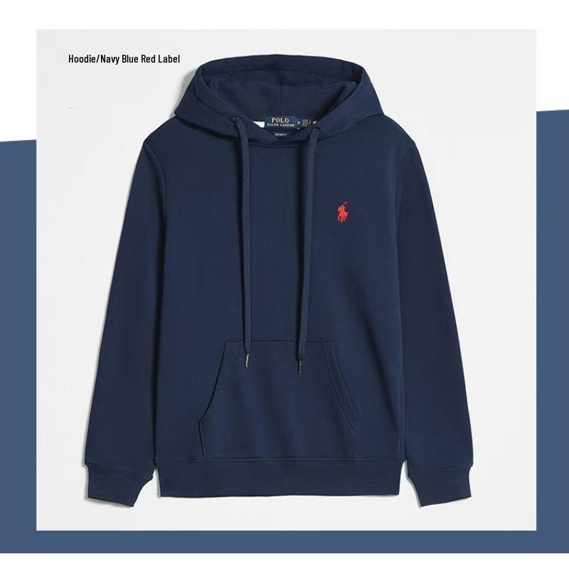 Men's Embroidered Small Horse Zip-Up Hoodie - Casual Long-Sleeved Jacket for Spring and Autumn.