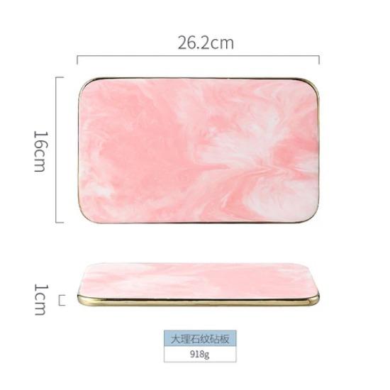 New Marble Cutting Board Dinner Plates Ceramic Tray Golden Border Plate Dinner Set Plates and Dishes Kitchen Utensils Porcelain