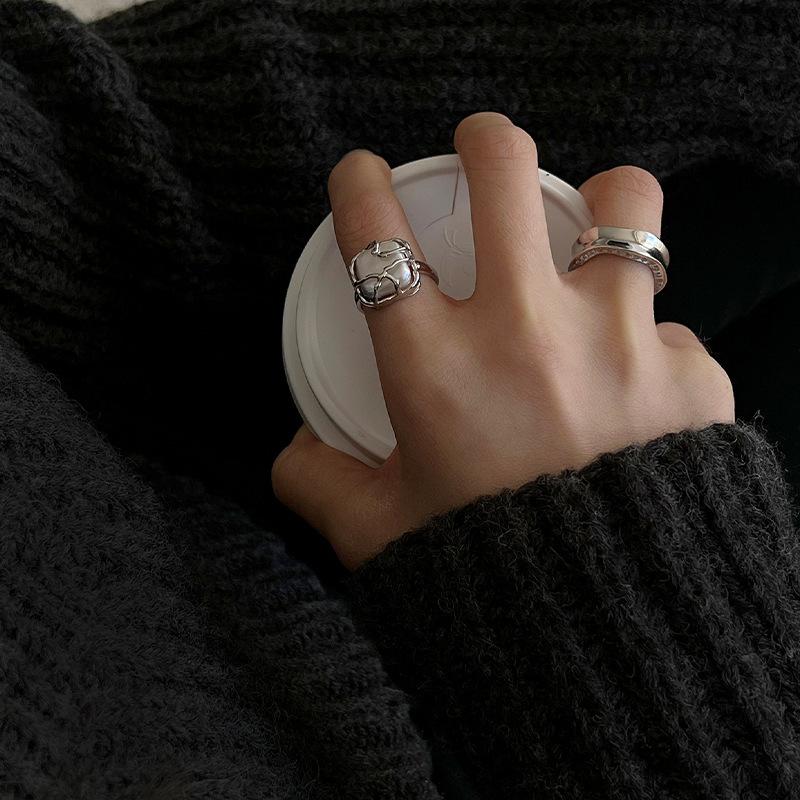 925 Geometric Stylish Silver Ring With Irregular Design And Pearl For Trendy Women Gifts