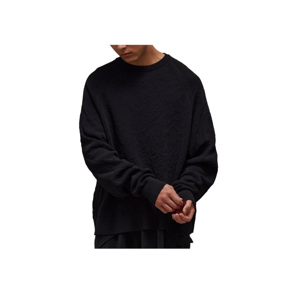 Y-3 Solid Color Crew Neck Knit Sweater Unisex Sweater Black H63087