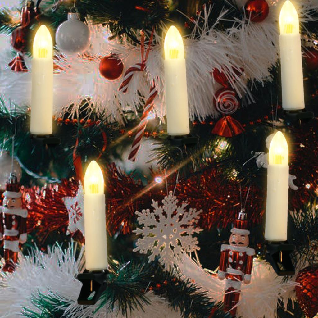 Christmas Candle String Lights 10/20 LEDS For Indoor Outdoor Flameless Candle Lights With Clips Xmas Tree Holiday Decor