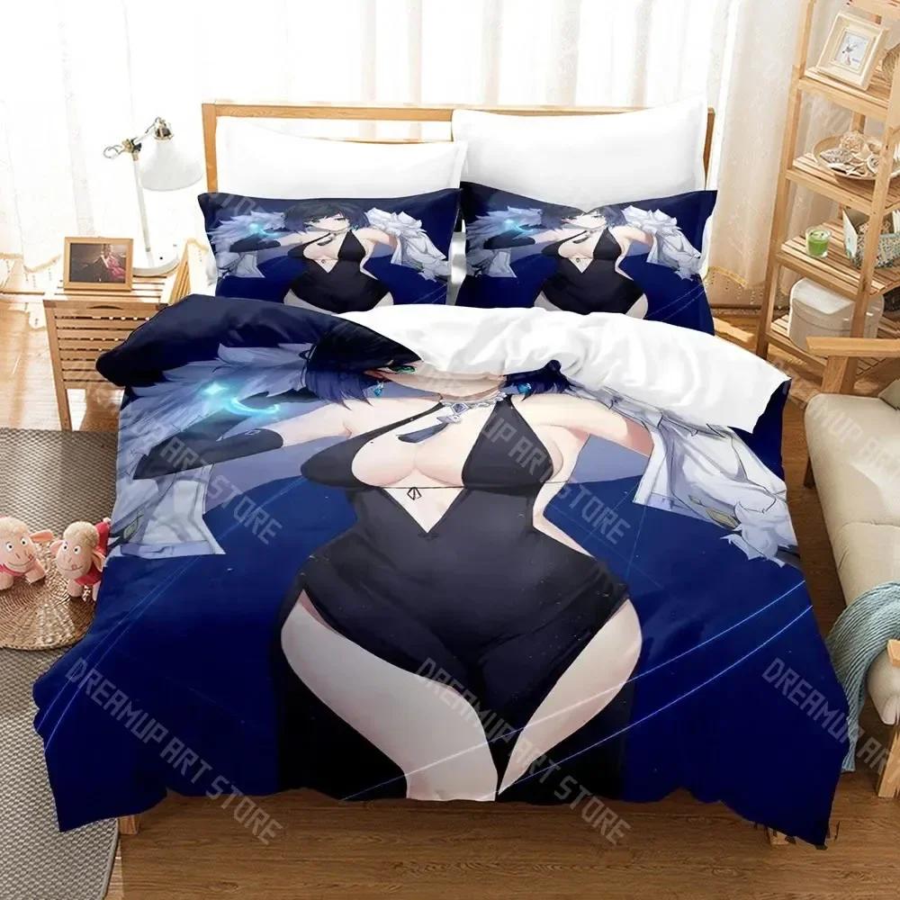3D Print Anime Game Yelan Genshin Impact Bedding Set Boys Girls Twin Queen King Size Duvet Cover Pillowcase Bed Boys Adult