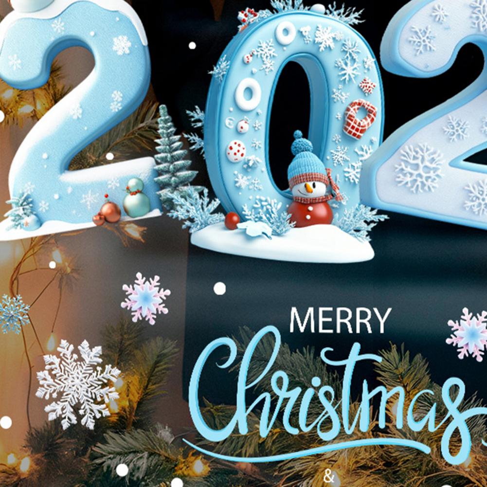 2026 Merry Christmas Window Removable Waterproof PVC Winter Christmas Happy New Year Static Glass Sticker Holiday Party Decor