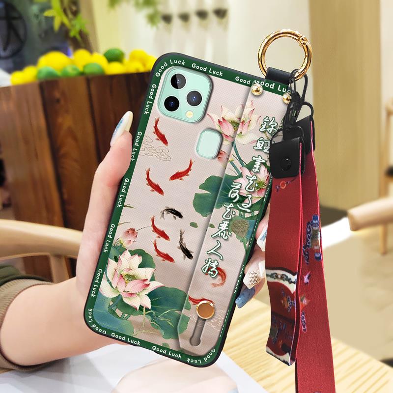 Fashion Ring Phone Case For Oukitel C22 Elderly lady Protective Lanyard Anti-dust Shockproof Waterproof Chinese style