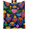 Sacred Hearts Mexican Folk Art Throw Blanket wednesday Furry Shaggy Personalized Gift Blankets