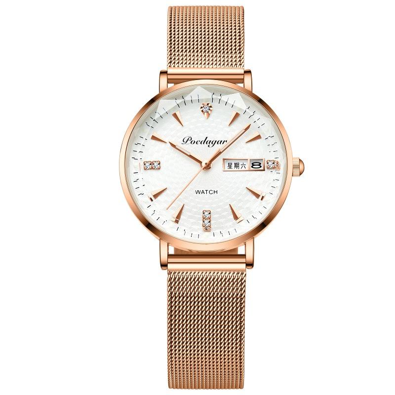 Top Brand New Women's Watch Fashion Waterproof Luminous Double Calendar Fashion Women's Watch Student Quartz Wrist Watch