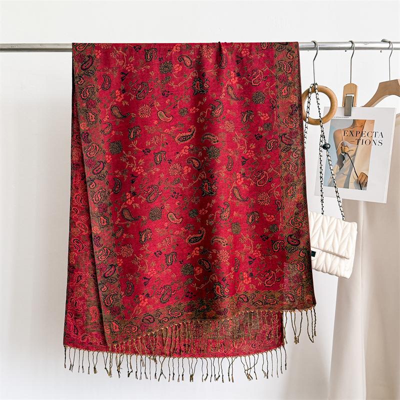 Women Vintage Paisley Print Scarf Cashmere Feel Shawl Tassel Warm Wrap Scarf Large Thick Winter Stole Ladie Outdoor Travel Gift