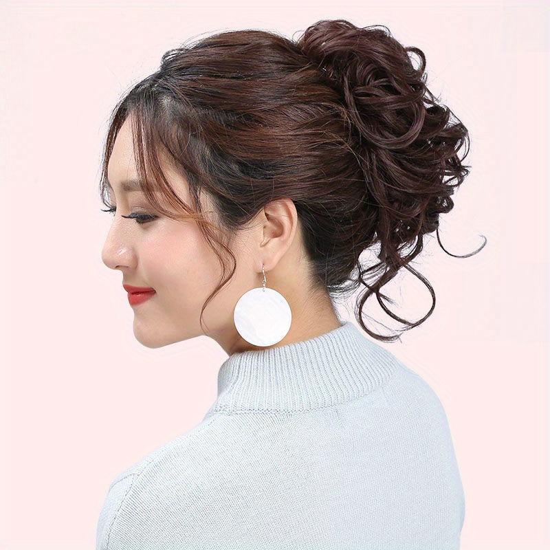 Synthetischer Haarknoten Damen Pferdeschwanz Haarverlängerung Scrunchie Elastisch Dutt Haarteile Scrunchie Wickel