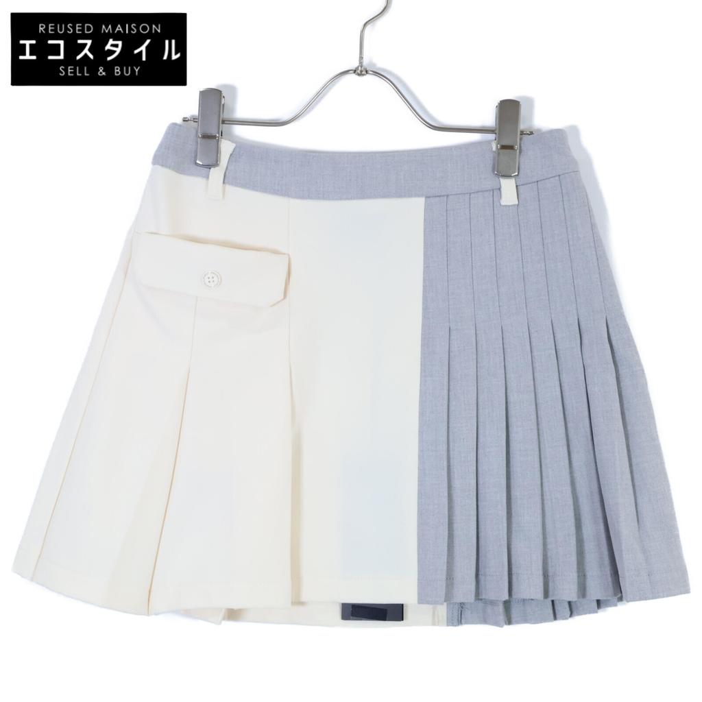 1piu1uguale3 GSP035-PRY093-83 Grey Side Pleated Skirt Skirt 2 White X grayUsed