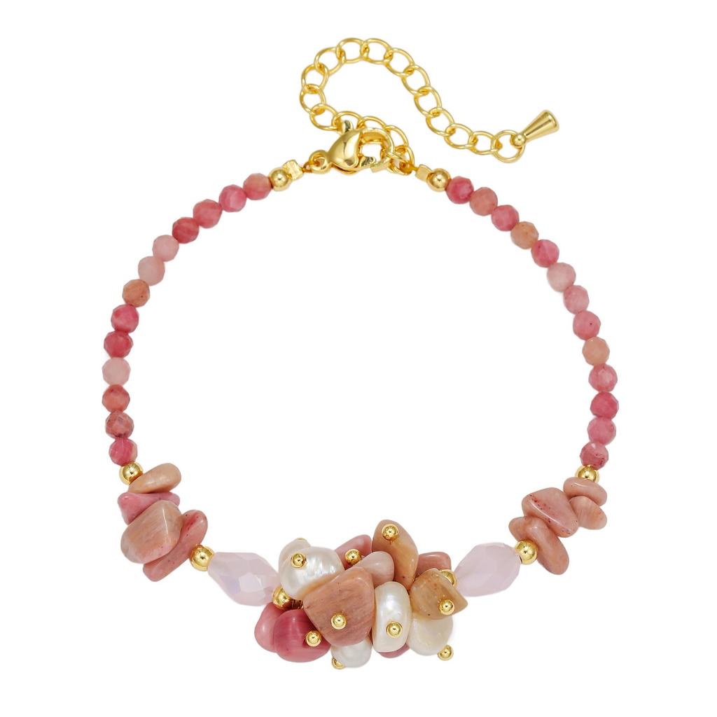 Rose Quartz Pink Crystal & Freshwater Pearl Sweater Chain Necklace - Autumn & Winter Luxury Design