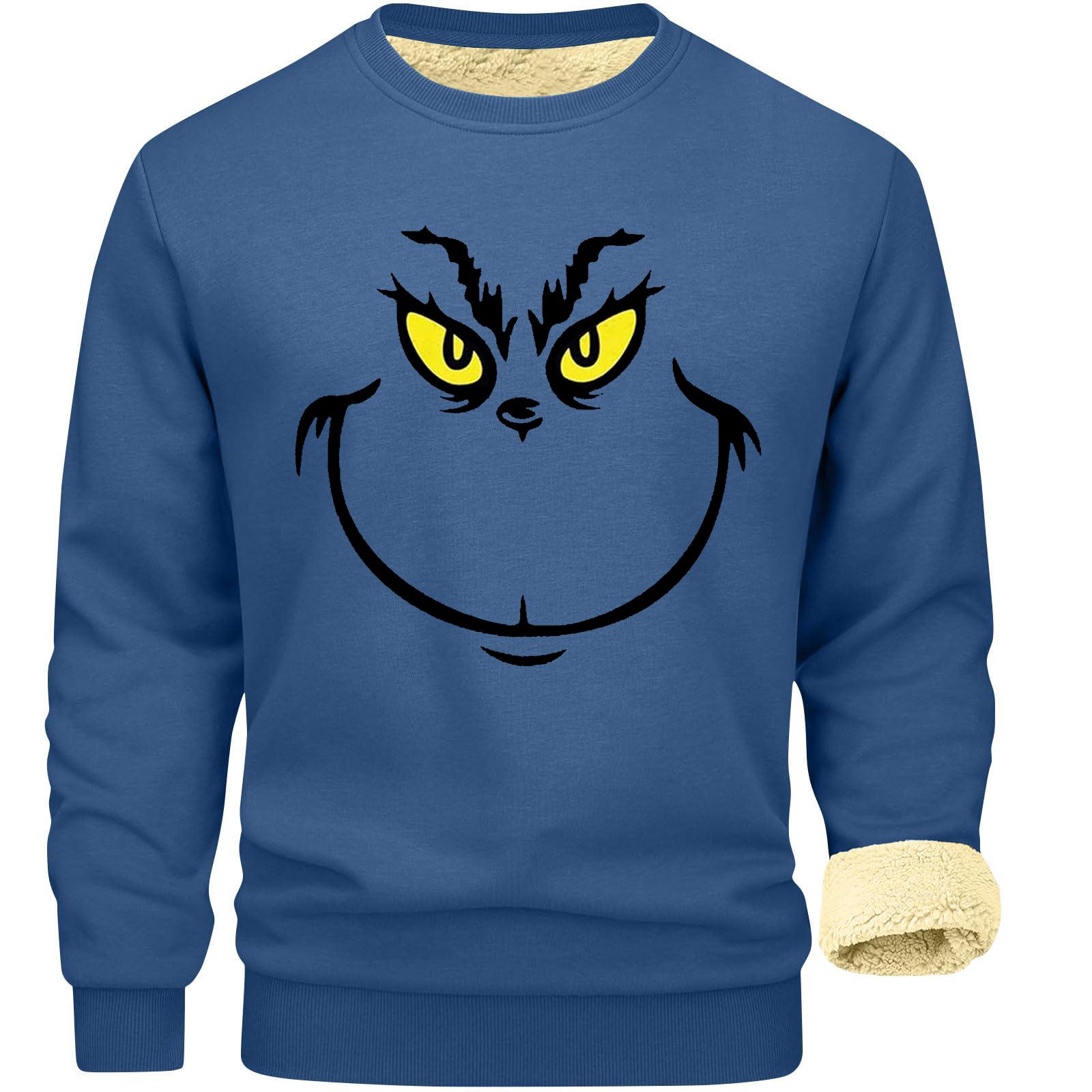 Sweatshirts For Men Long Sleeve Casual Fuzzy Crewneck Pullover Warm Winter XXL