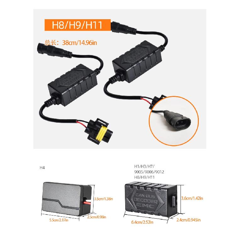 Universal Decoders For LED Bulb H4 H1/H3/H7 H8/H9/H11 9005/9006/9012 EMC Anti interference Canbus Error Small Size No flashing