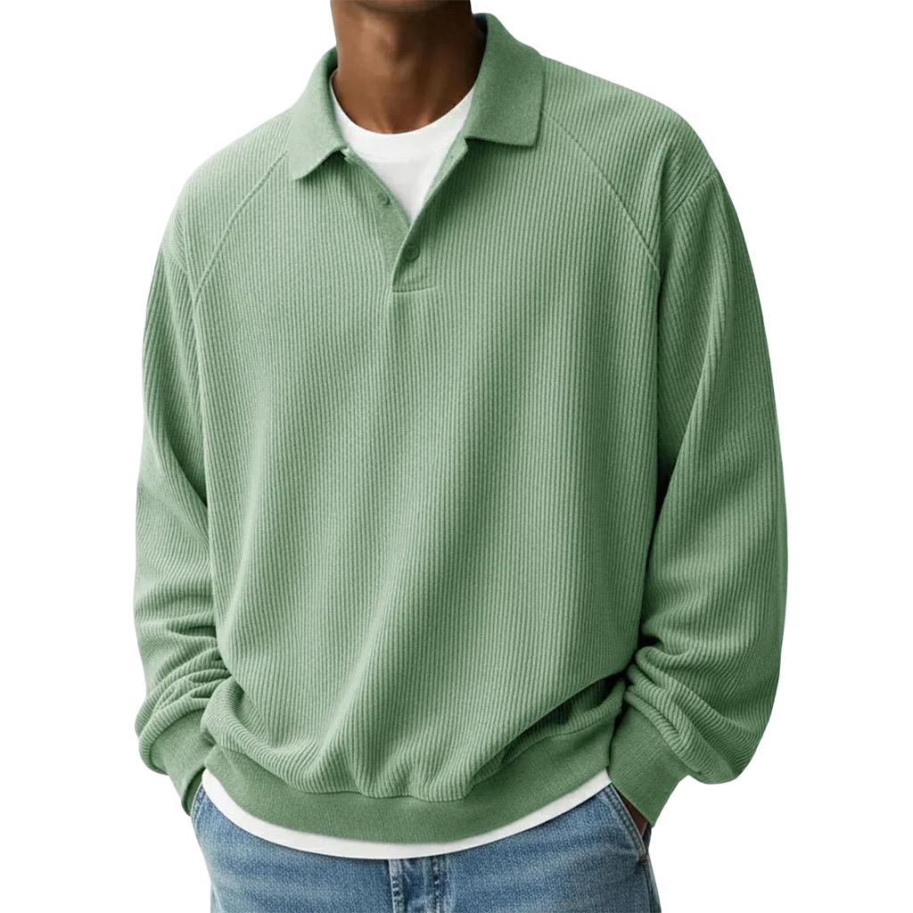 Men's Sweatshirt Basic Quarter Button Pullover Casual Long Sleeve Top For Fall Winter