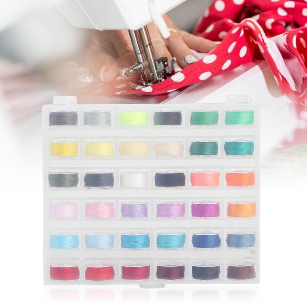 Transparent Bobbin Storage Box 36 Grid with Colorful Bobbin Thread Sewing Machine Supplies