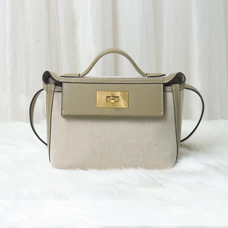 

Женская сумка из холста с коровьей кожей Повседневная сумка через плечо Сумка-мессенджер Модная и универсальная зелёный