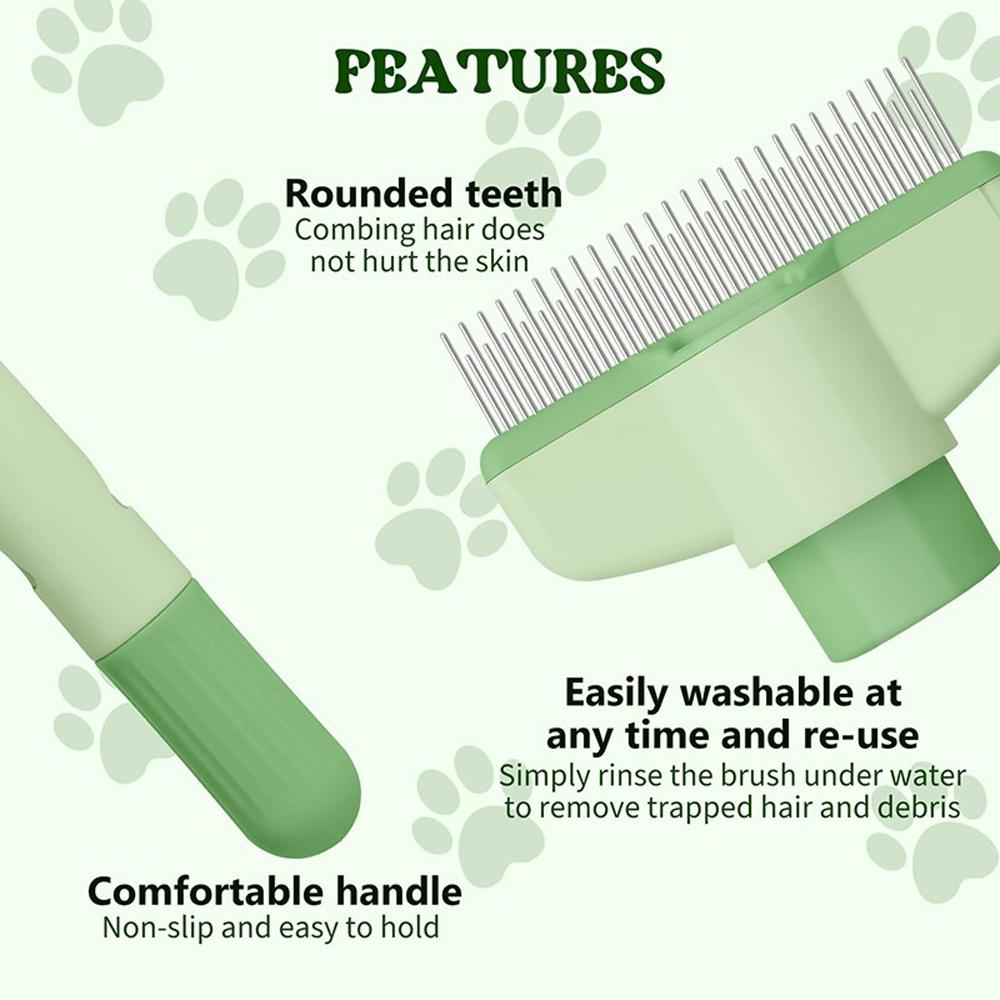 1PC Pet Grooming Tool De-Shedding Brush with Long & Short Stainless Steel Teeth for Pet Dogs Cats Comb Removing Loose Hair Fleas