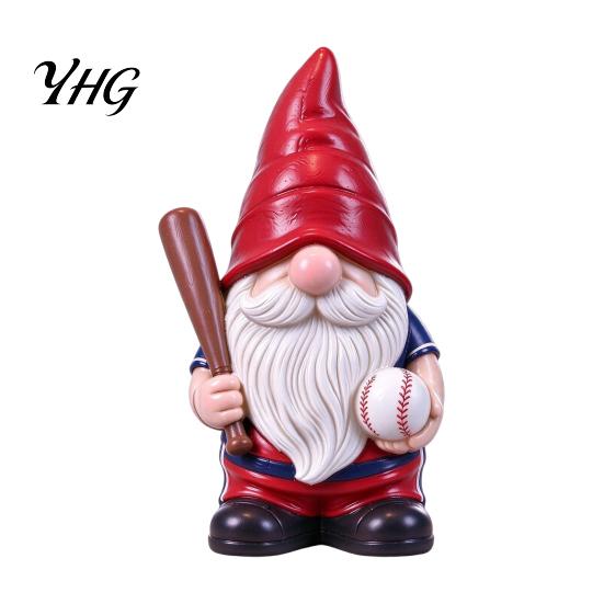 Resin Sports Figurines Baseball Gnome Figurine, Theme Statue Holding Desktop Ornament for Home Bat & Ball, Tabletop Indoor Decor, Lover Gift