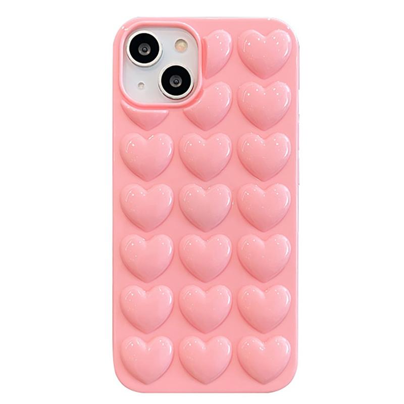 Cute 3D Love Heart Case For iPhone 17 Air 14 13 12 11 15 Pro Max 16 Plus Cartoon Candy Color Back Cover For 12 13 Mini Cases
