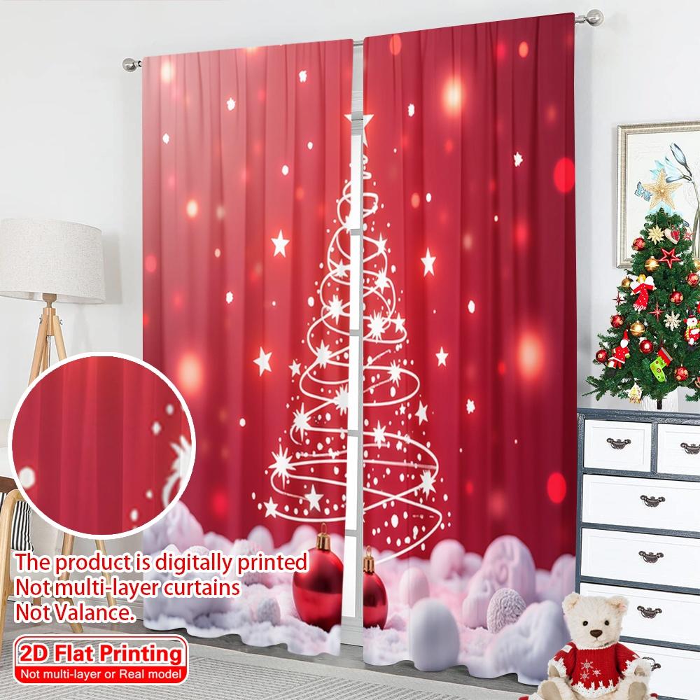 2pcs 2D Flat Printing Merry Christmas Popular Drapes Christmas Tree Lights Ornaments Polyester Without Electricity Festive