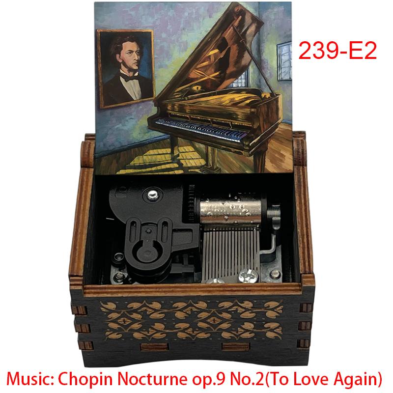 Vintage Chopin Nocturne Op. Nr. 9. 2 Spieluhren zum Wiederlieben Mechanisches Uhrwerk Besonderes Geschenk Valentinstag & Geburtstagsgeschenk (as the picture,Small) black