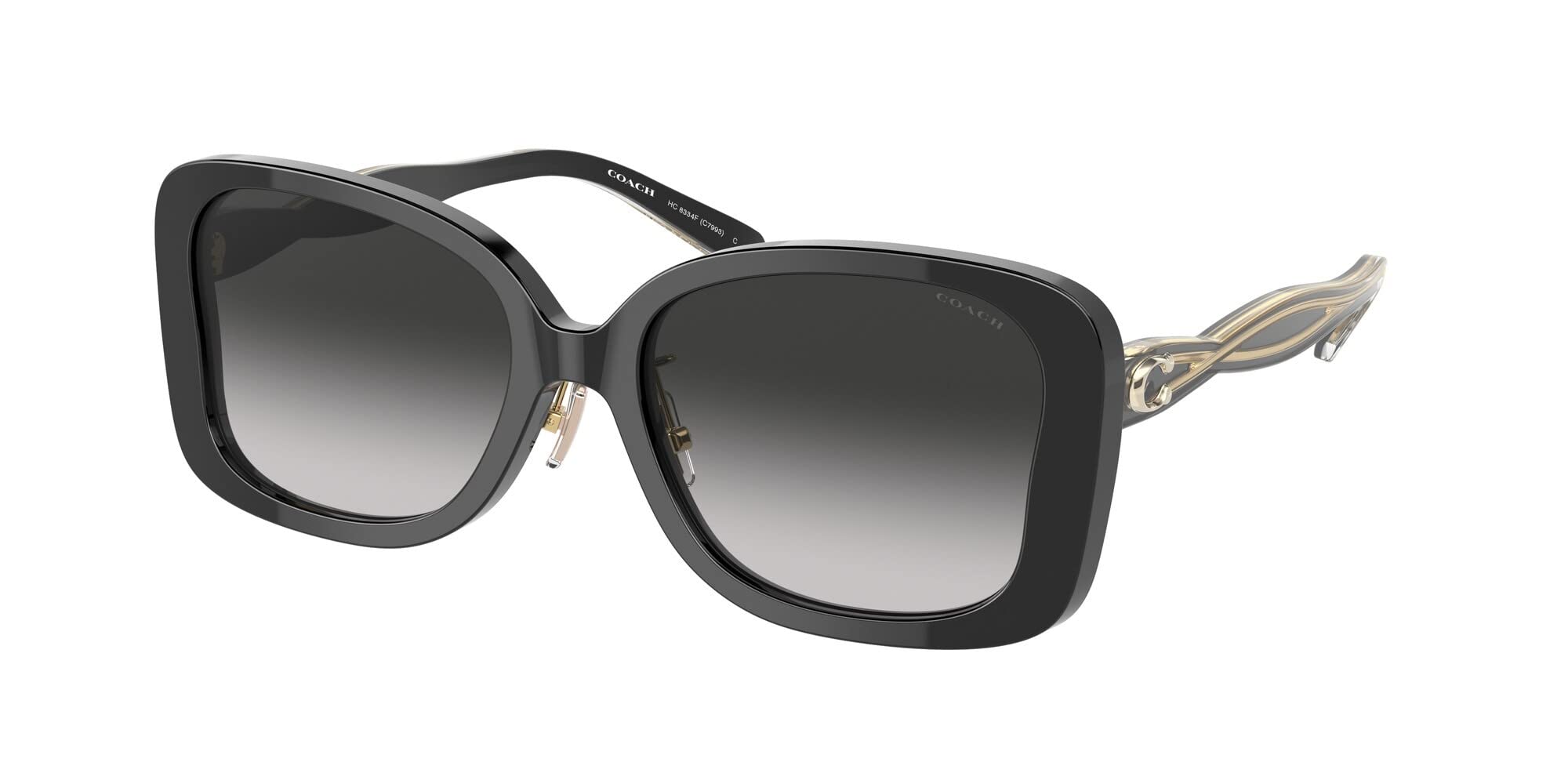 

Солнцезащитные очки Coach HC8334F Gray Black Gradient AV 55, черные/светлые линзы,