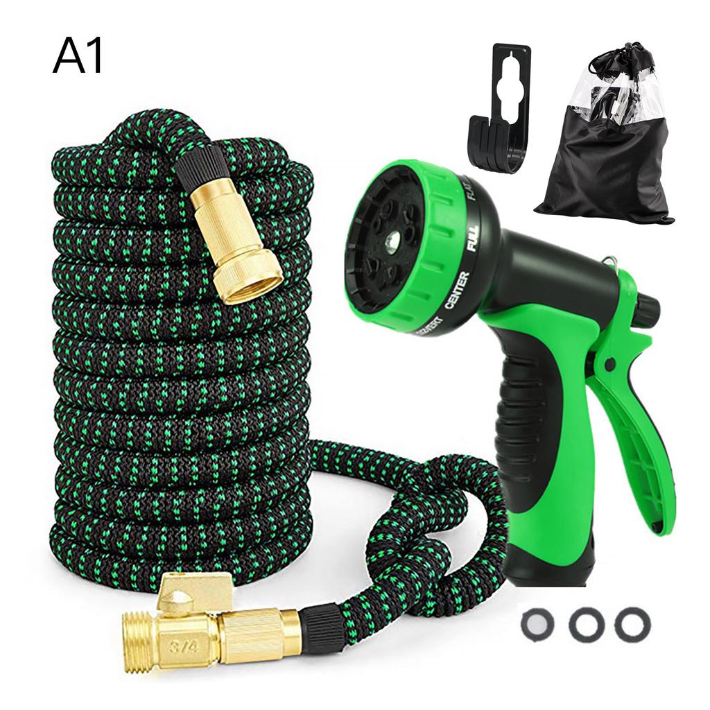 3X Telescopic Water Hose 10 Functions High Pressure Sprinkler Set for Garden Irrigation Car Wash 25FT 3300D Green Black