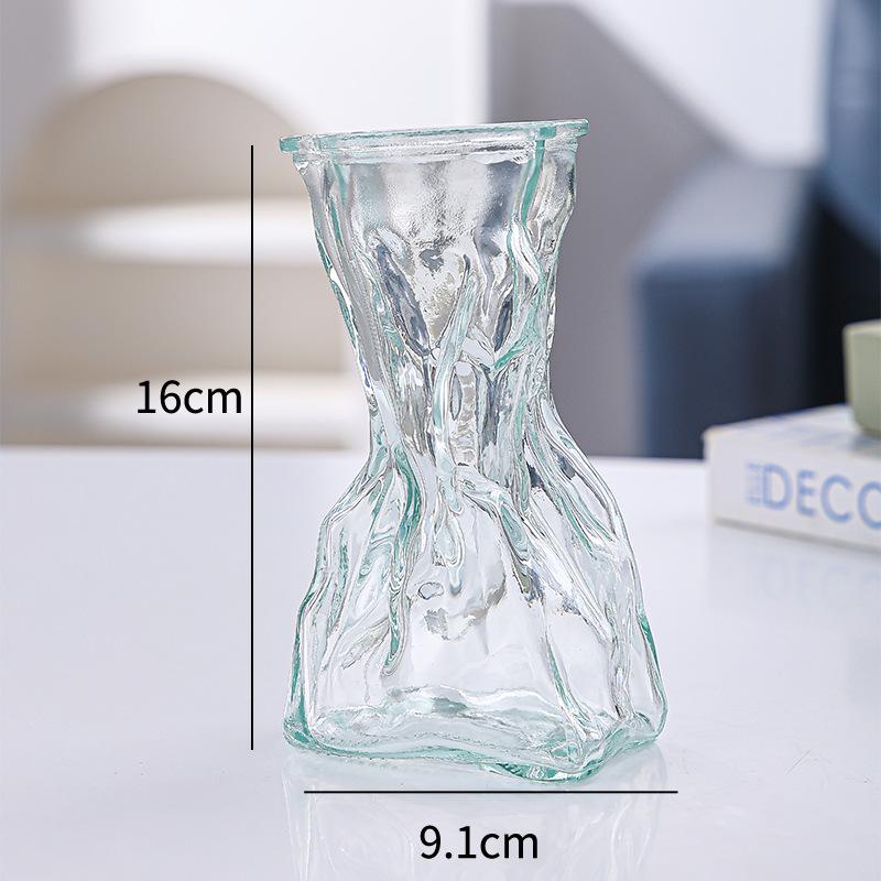 Nordic Cone-Shaped Transparent Glass Vase for Lucky Bamboo and Flowers