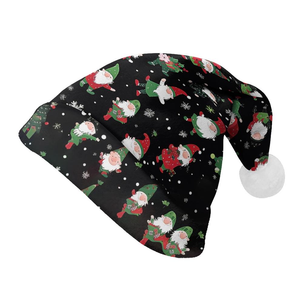 2024 Dwustronna Czapka Świąteczna Pluszowa dla Dorosłych i Dzieci