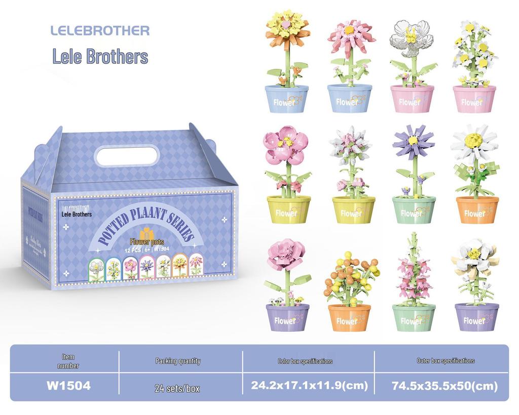 Preserved Flower Bonsai & Rose Succulent Building Blocks - Compatible with LEGO