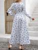 2024 Women's Autumn V-Neck Long-Sleeve Print Dress