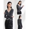 EP YAYING Women's Silk Wool V-neck Knit Cardigan