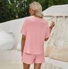 Summer Women'S Casual Style Loose Round Neck Solid Color Short Sleeved Top And Shorts Set